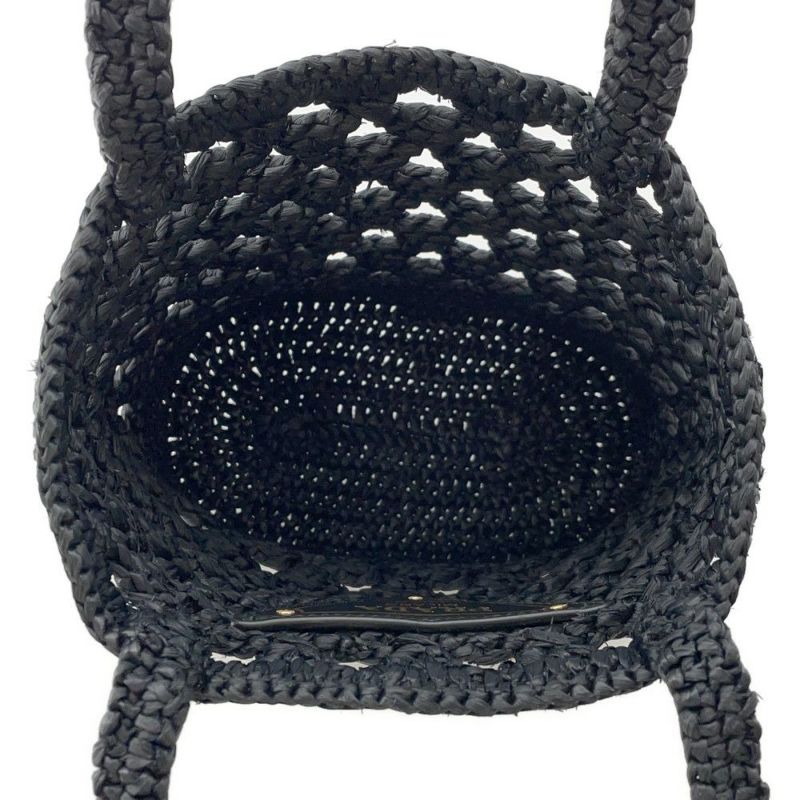 プラダ トートバッグ クロシェ ストロー ロゴ 1BG494 PRADA バッグ 黒