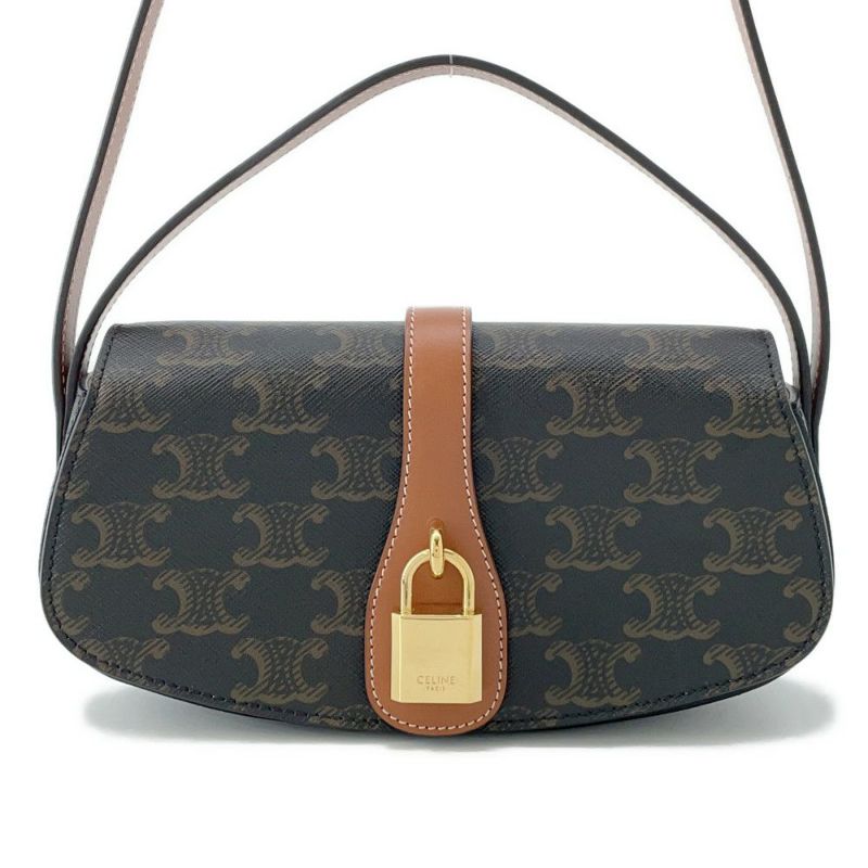 セリーヌ ハンドバッグ トリオンフ タブゥ SLG クラッチ PVC レザー 10I592 CELINE 2way ブラウン