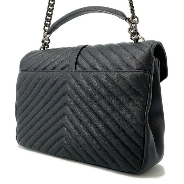 サンローランパリ ハンドバッグ カレッジ レザー 600278 SAINT LAURENT PARIS 2wayチェーンショルダー 黒