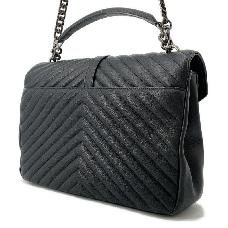 サンローランパリ ハンドバッグ カレッジ レザー 600278 SAINT LAURENT PARIS 2wayチェーンショルダー 黒