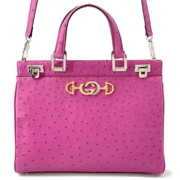 グッチ ハンドバッグ ズゥミ オーストリッチ 607408 GUCCI 2wayショルダー