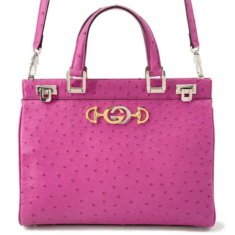 グッチ ハンドバッグ ズゥミ オーストリッチ 607408 GUCCI 2wayショルダー