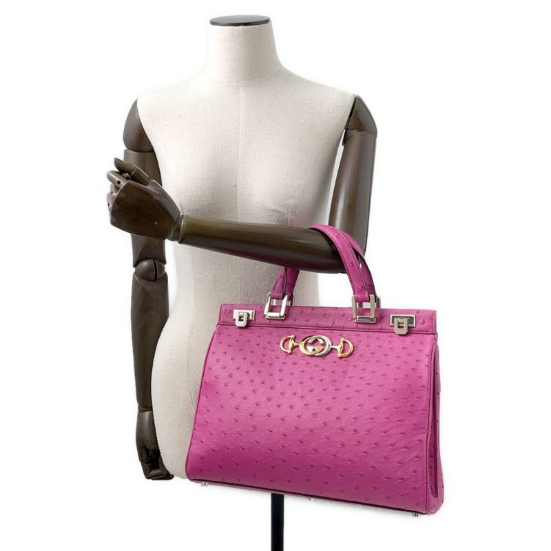 グッチ ハンドバッグ ズゥミ オーストリッチ 607408 GUCCI 2wayショルダー