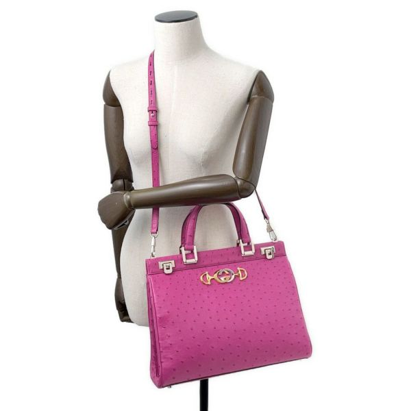 グッチ ハンドバッグ ズゥミ オーストリッチ 607408 GUCCI 2wayショルダー