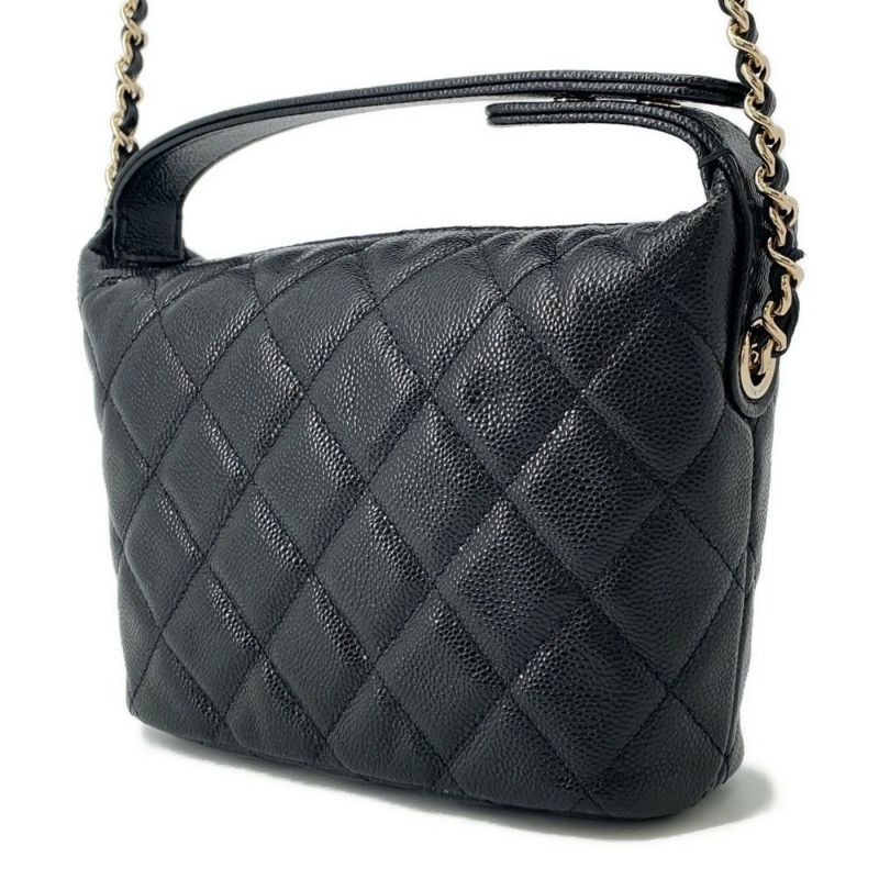 シャネル ハンドバッグ マトラッセ ココマーク チェーンホーボーバッグ キャビアスキン AP4386 CHANEL 2way 黒