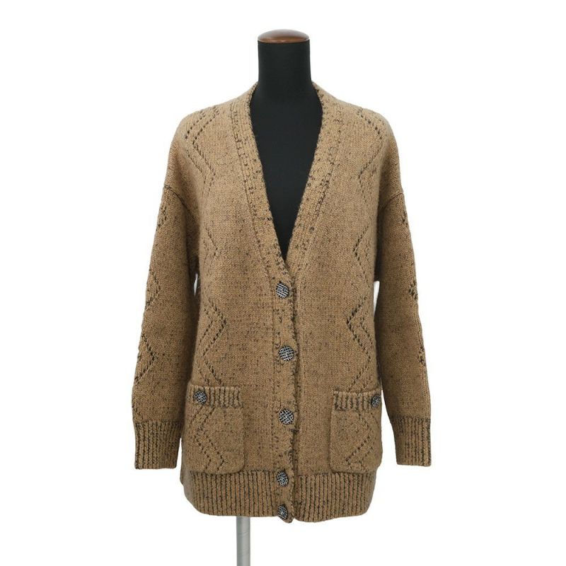 シャネル カーディガン ココマーク ウール カシミヤ ラインストーン レディースサイズ38 P72908 CHANEL トップス