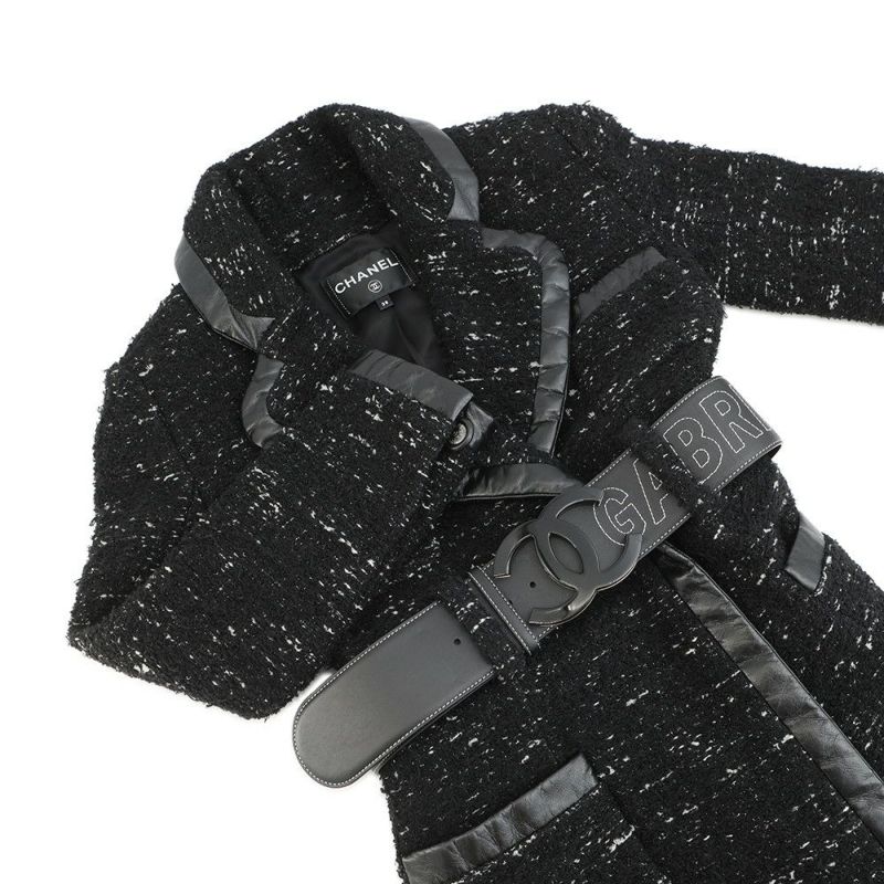 シャネル コート ツイード レディースサイズ38 P57222 CHANEL アウター 黒