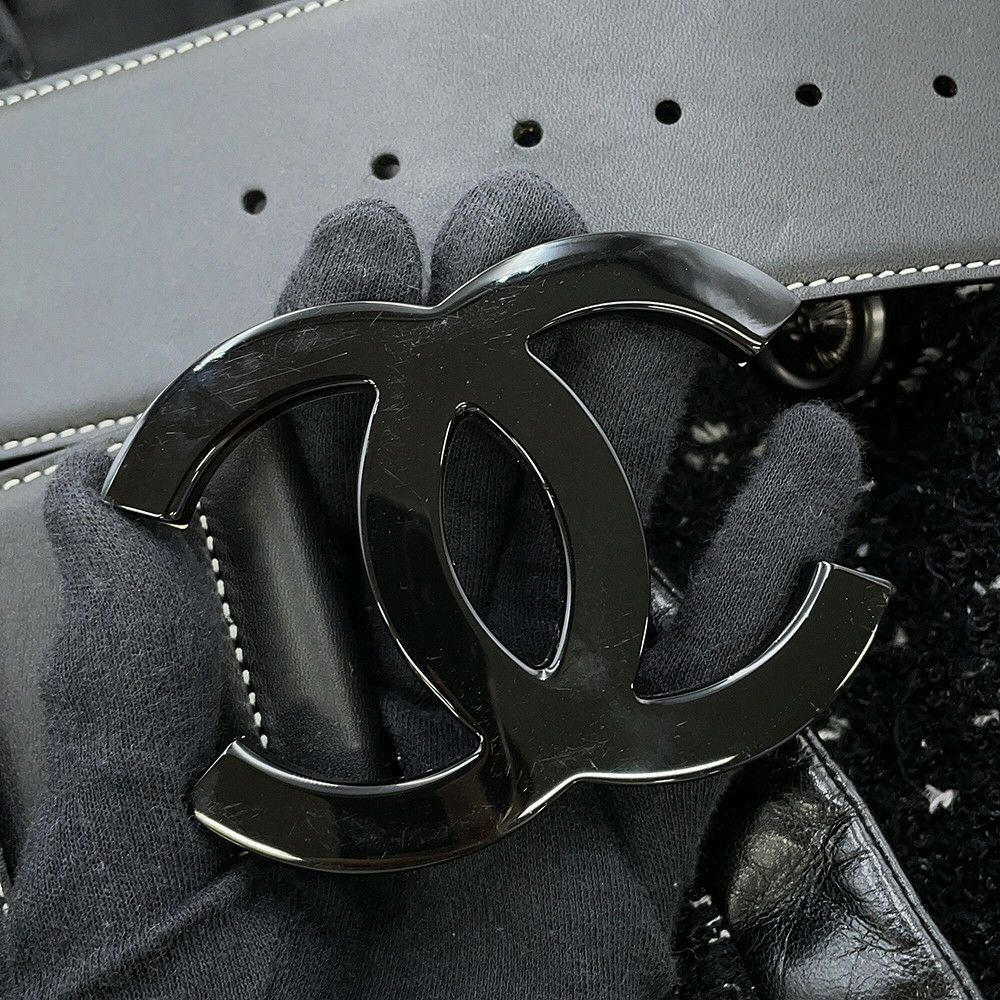 シャネル コート ツイード レディースサイズ38 P57222 CHANEL アウター 黒