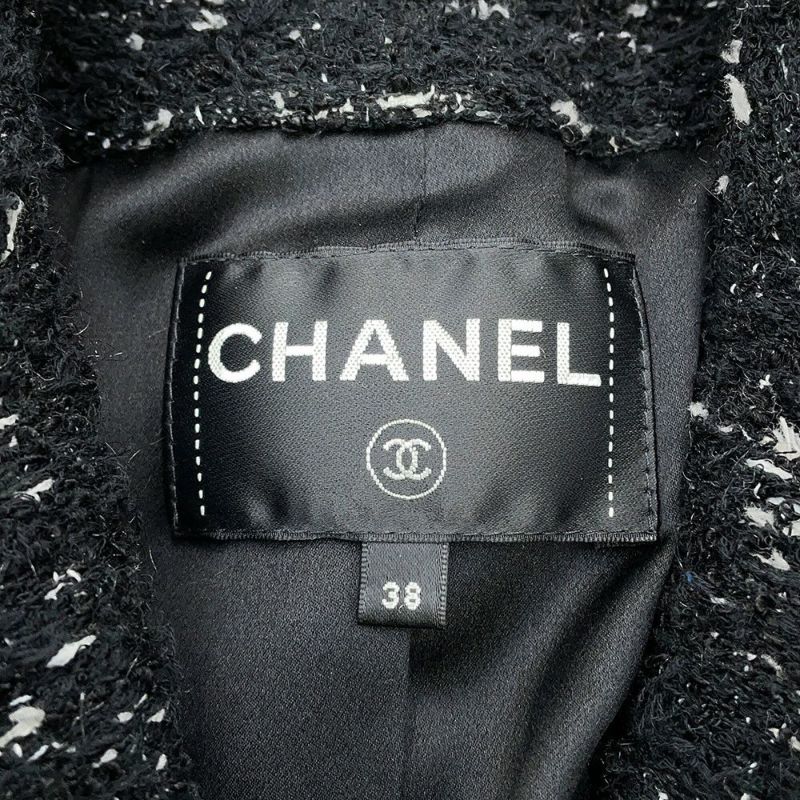 シャネル コート ツイード レディースサイズ38 P57222 CHANEL アウター 黒