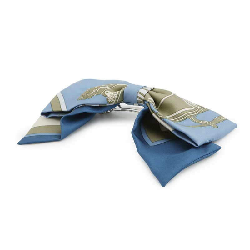 エルメス バレッタ グルネル エクスリブリス EX-LIBRIS シルク HERMES ヘアアクセサリー リボン