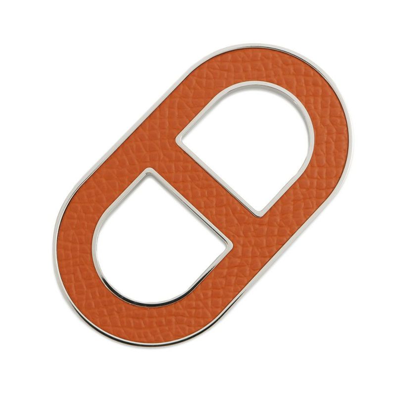 エルメス ブローチ シェーヌダンクル オレンジミニアン/シルバー金具 エプソン HERMES アクセサリー