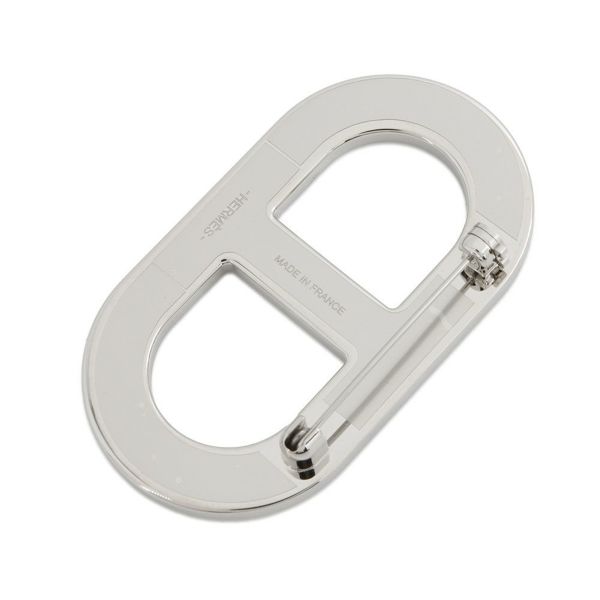 エルメス ブローチ シェーヌダンクル オレンジミニアン/シルバー金具 エプソン HERMES アクセサリー