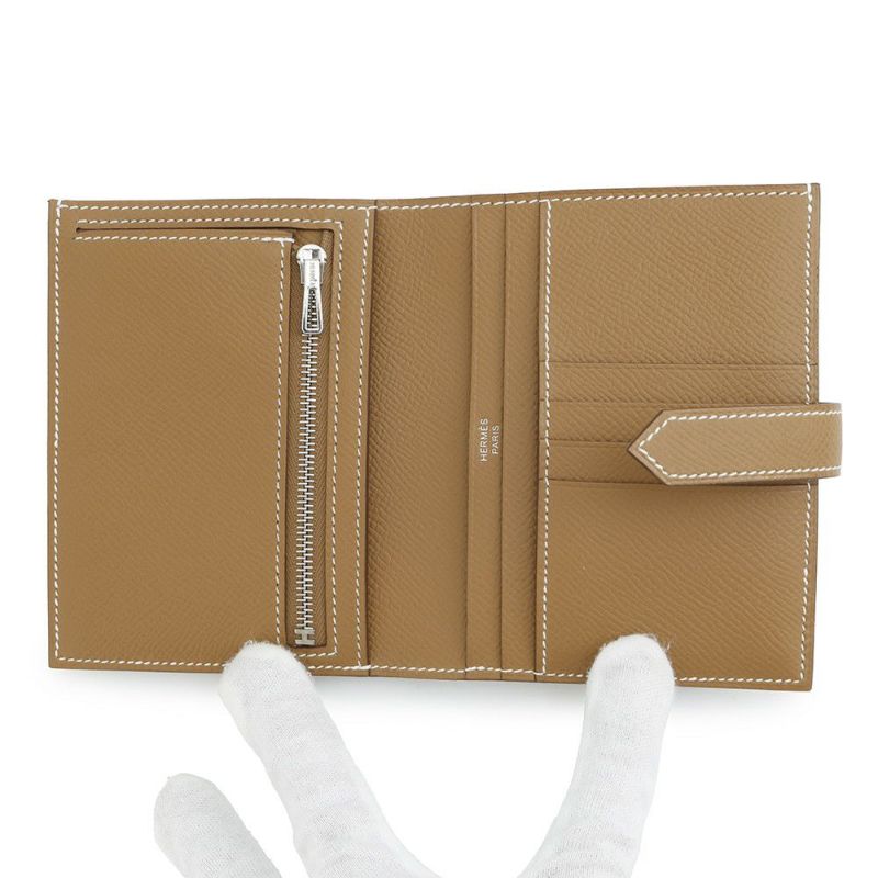 エルメス 二つ折り財布 ベアンコンパクト ゴールド/シルバー金具 エプソン W刻印 財布