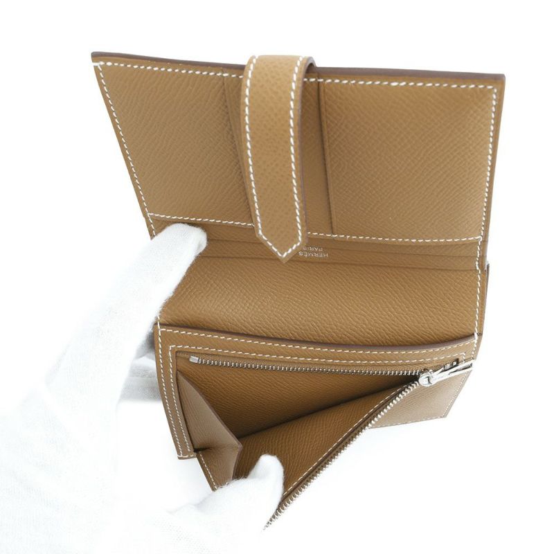 エルメス 二つ折り財布 ベアンコンパクト ゴールド/シルバー金具 エプソン W刻印 財布