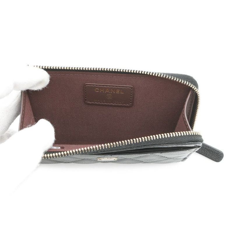 シャネル コインケース マトラッセ ココマーク キャビアスキン AP3179 CHANEL フラグメント カードケース 黒