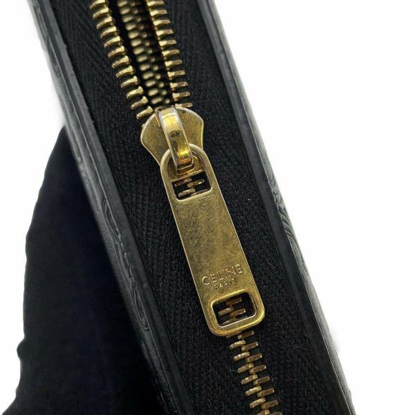 セリーヌ 長財布 トリオンフ ラウンドジップ レザー CELINE 財布 黒