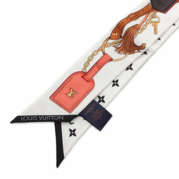 ルイヴィトン スカーフ バンドーBB・フラワーアンドストライプ M90658 LOUIS VUITTON シルク 白