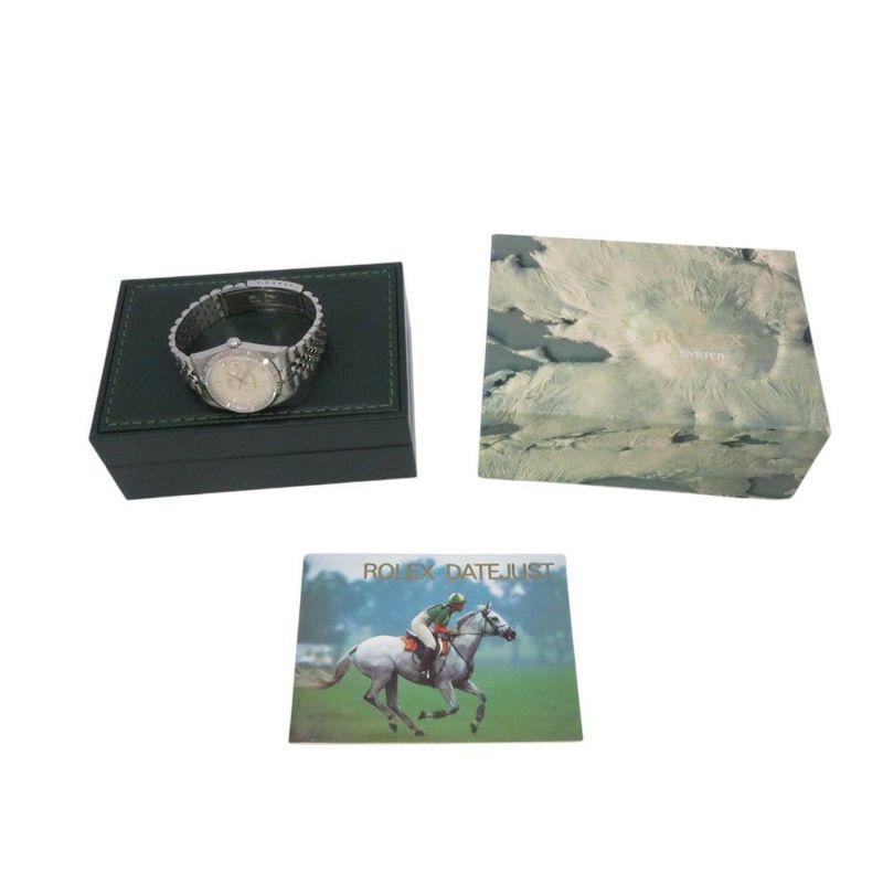 ロレックス デイトジャスト36 ランダムシリアル ルーレット SS/K18ホワイトゴールド 10Pダイヤ 116234G 腕時計 シルバー文字盤