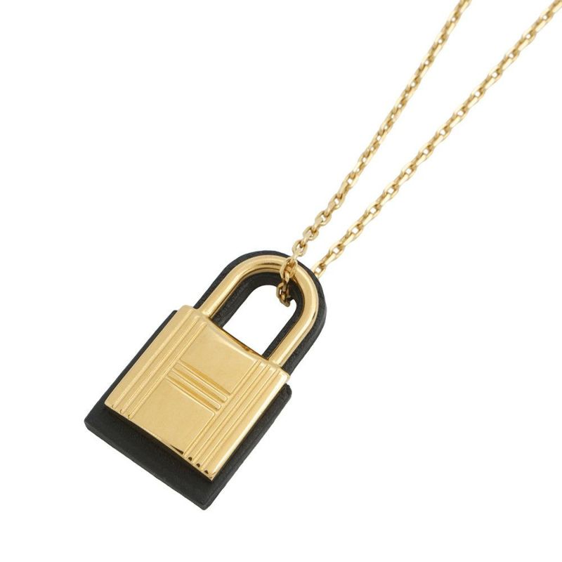 エルメス ネックレス オーケリー ペンダントPM O'Kelly ブラック/ゴールド金具 スイフト Z刻印 アクセサリー 黒