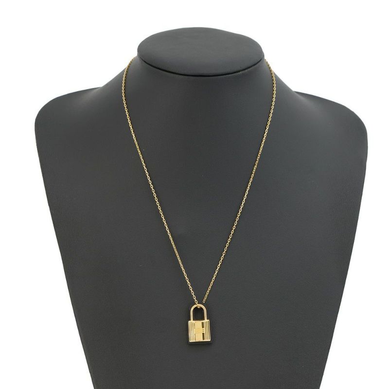 エルメス ネックレス オーケリー ペンダントPM O'Kelly ブラック/ゴールド金具 スイフト Z刻印 アクセサリー 黒
