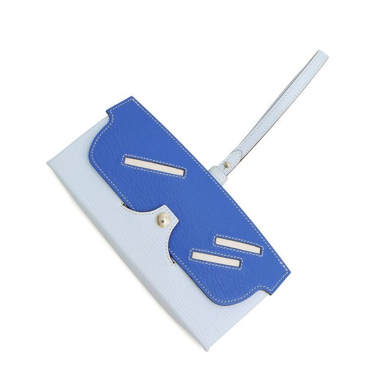 エルメス メガネケース インザループ ウィンク ブルーブリュム/ブルーイドラ/モーヴシルベストル/ケブラコ/シルバー金具 シェブルミゾル U刻印