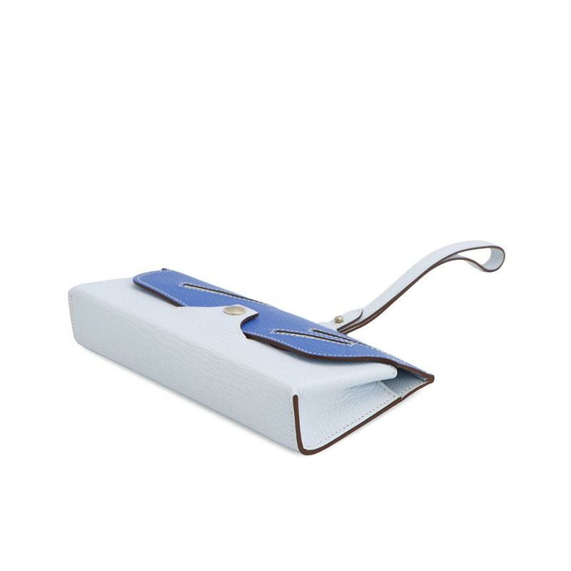 エルメス メガネケース インザループ ウィンク ブルーブリュム/ブルーイドラ/モーヴシルベストル/ケブラコ/シルバー金具 シェブルミゾル U刻印