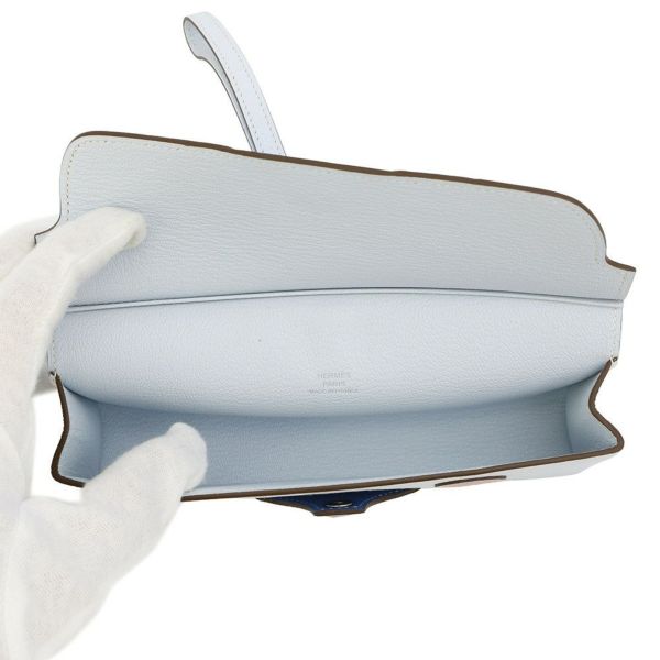 エルメス メガネケース インザループ ウィンク ブルーブリュム/ブルーイドラ/モーヴシルベストル/ケブラコ/シルバー金具 シェブルミゾル U刻印