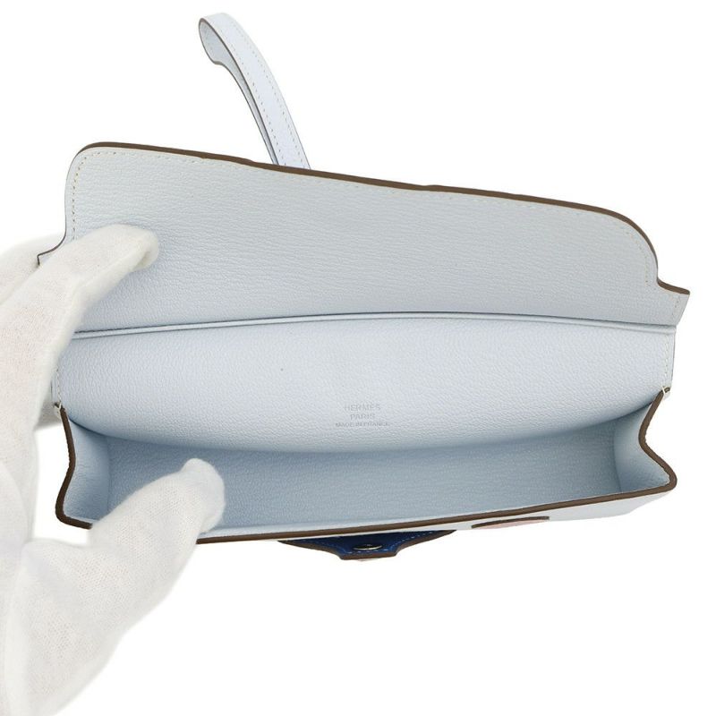 エルメス メガネケース インザループ ウィンク ブルーブリュム/ブルーイドラ/モーヴシルベストル/ケブラコ/シルバー金具 シェブルミゾル U刻印