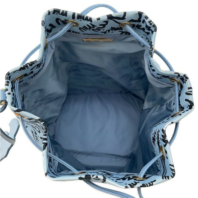 ミュウミュウ ハンドバッグ 巾着バッグ ロゴ キャンバス 5RM008 Miu Miu ツバメ