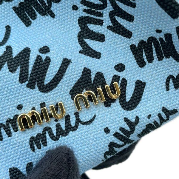 ミュウミュウ ハンドバッグ 巾着バッグ ロゴ キャンバス 5RM008 Miu Miu ツバメ
