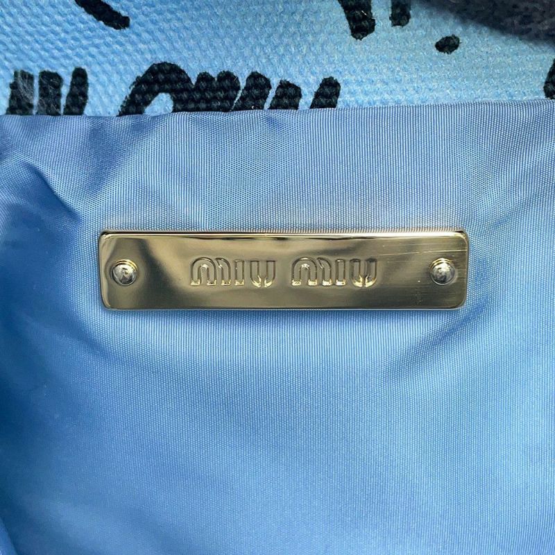 ミュウミュウ ハンドバッグ 巾着バッグ ロゴ キャンバス 5RM008 Miu Miu ツバメ