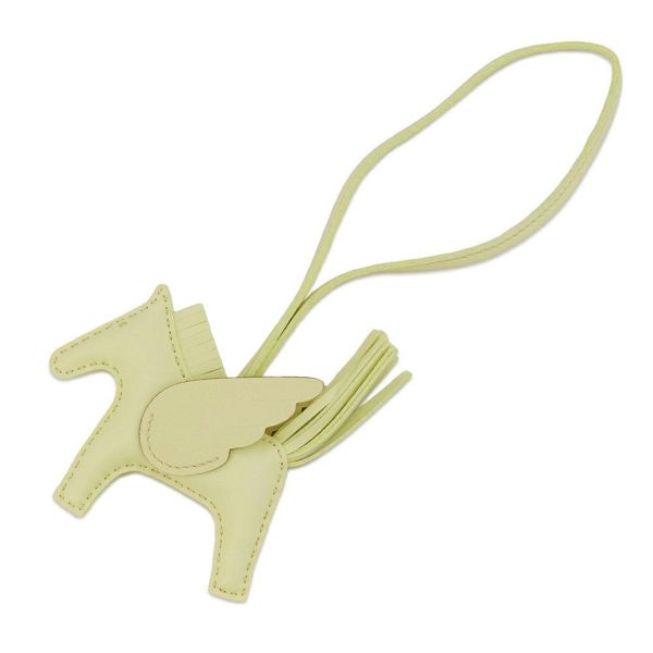 エルメス バッグチャーム ロデオPM ペガサス ジョーヌミルトン ラムスキン W刻印