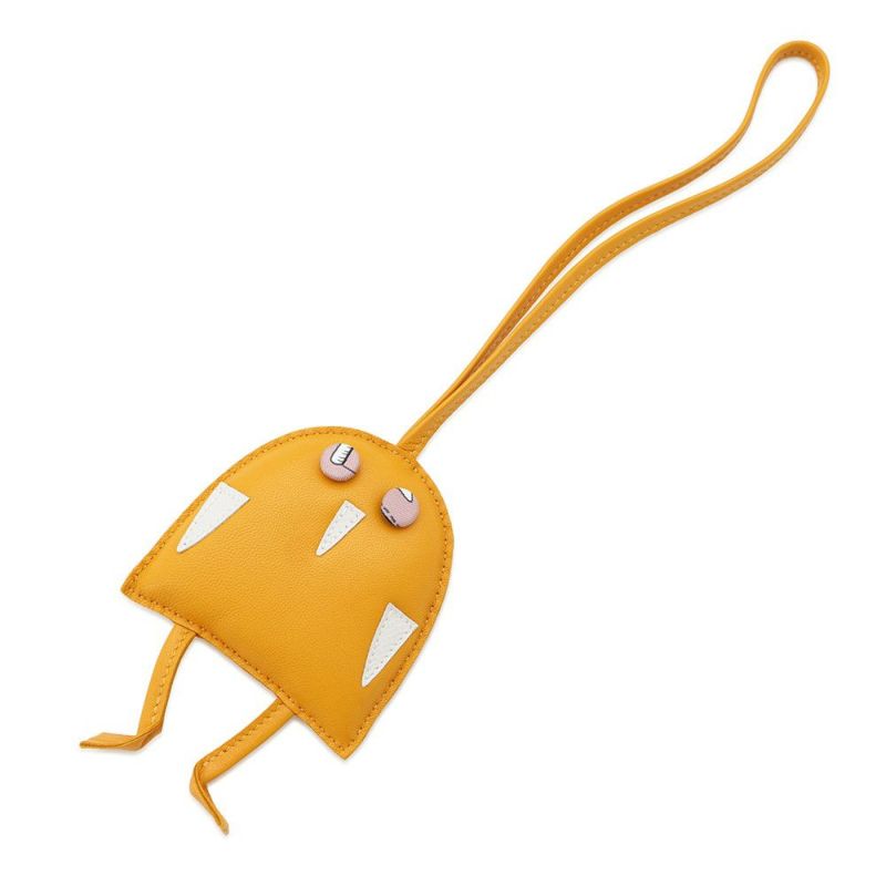 エルメス バッグチャーム プティアッシュ フクロウ オレンジ/マルチカラー スイフト/エプソン