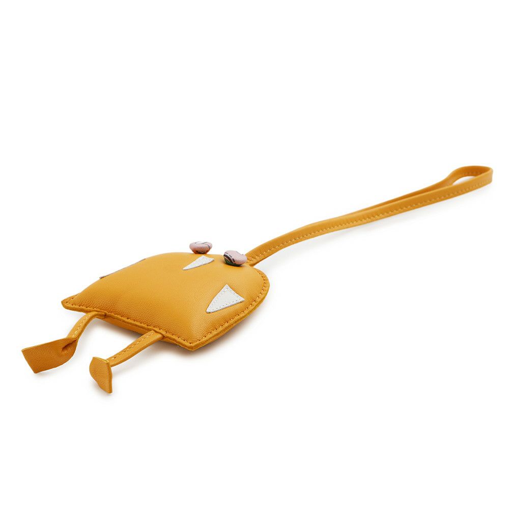 エルメス バッグチャーム プティアッシュ フクロウ オレンジ/マルチカラー スイフト/エプソン