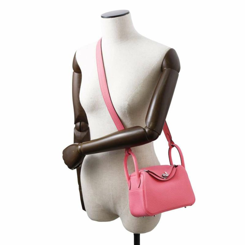 エルメス リンディ ミニ ローズアザレ/シルバー金具 トリヨンクレマンス W刻印 2wayショルダー