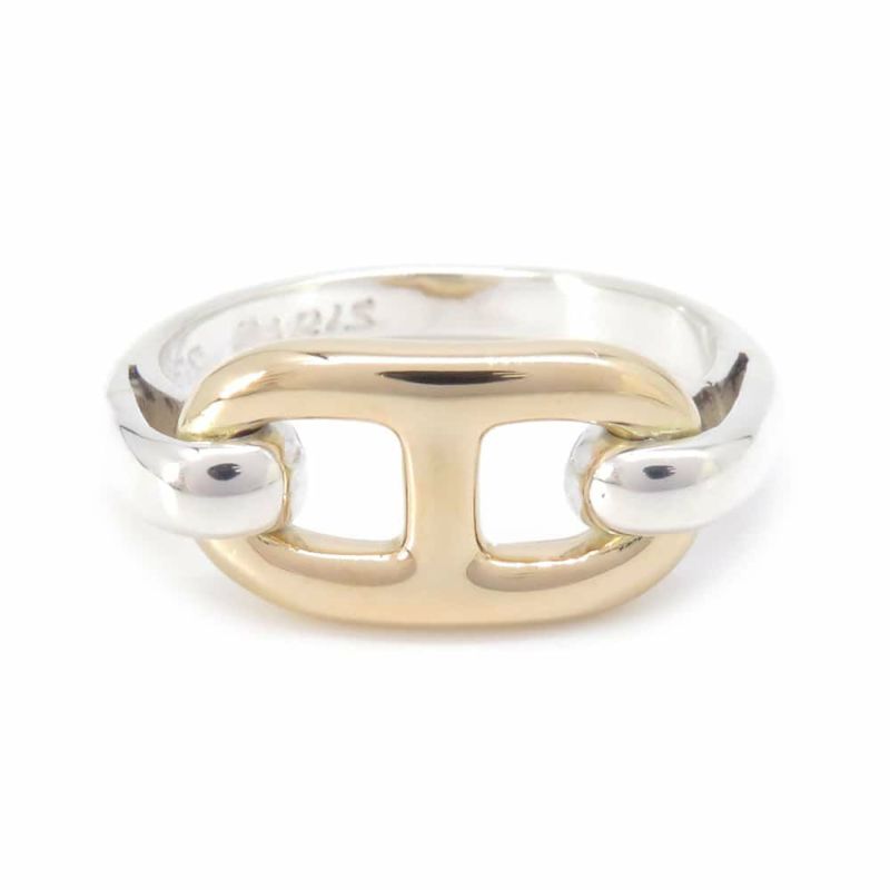 エルメス リング シェーヌダンクル K18YGイエローゴールド SV925シルバー リングサイズ約11号 HERMES 指輪