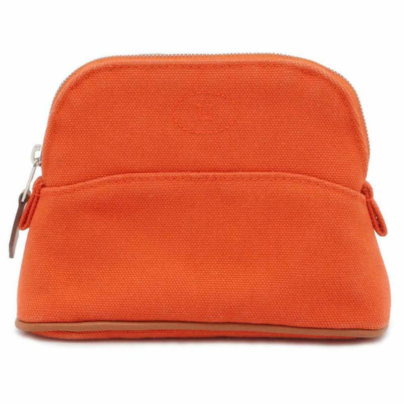 エルメス ポーチ ボリードポーチ ミニミニ オレンジ/シルバー金具 キャンバス HERMES