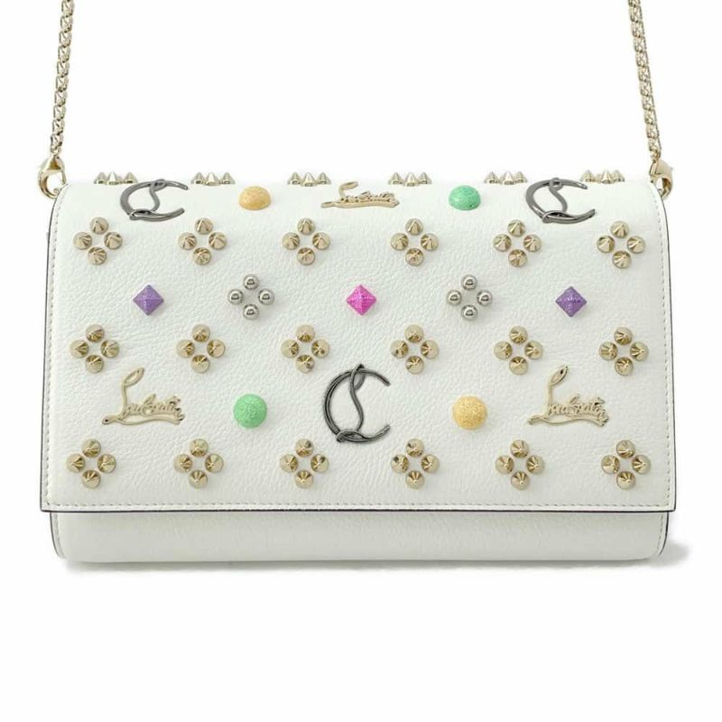 クリスチャン・ルブタン チェーンウォレット パロマ レザー/パテント 1185172 クラッチバッグ ショルダーバッグ 白 財布