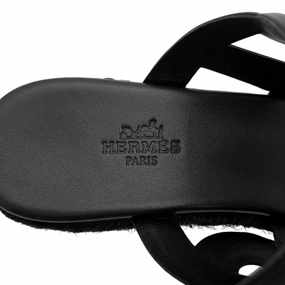 HERMES エルメス イテアサイズ38 ブラックエスパドリーユサンダル 