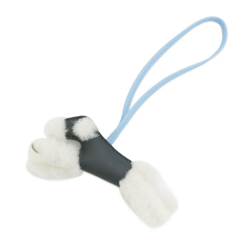 エルメス バッグチャーム バディ ヴェールシプレ/セレステ ラムスキン/ムートン K刻印