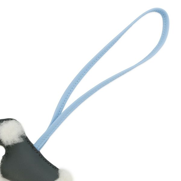 エルメス バッグチャーム バディ ヴェールシプレ/セレステ ラムスキン/ムートン K刻印