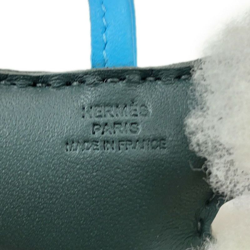 エルメス バッグチャーム バディ ヴェールシプレ/セレステ ラムスキン/ムートン K刻印