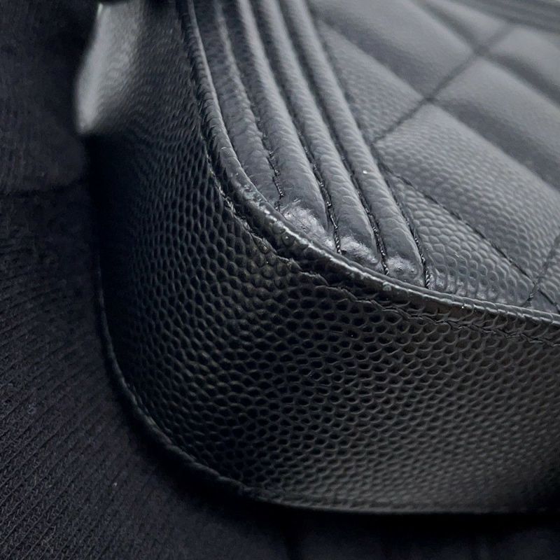 シャネル チェーンウォレット ボーイシャネル ココマーク キャビアスキン A84069 CHANEL 財布 ブラック 黒 安