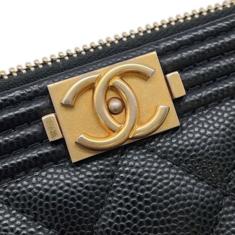 シャネル チェーンウォレット ボーイシャネル ココマーク キャビアスキン A84069 CHANEL 財布 ブラック 黒 安