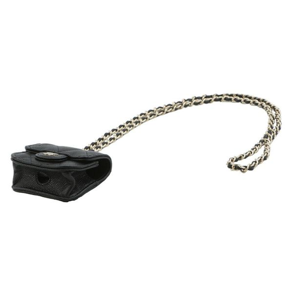 シャネル ケース AirPods Proケース マトラッセ ココマーク キャビアスキン ストラップ付き AP1739 CHANEL 黒