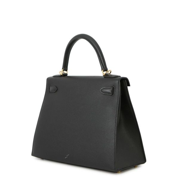 エルメス ハンドバッグ ケリー28 外縫い ブラック/ゴールド金具 エプソン T刻印 2wayショルダー 黒