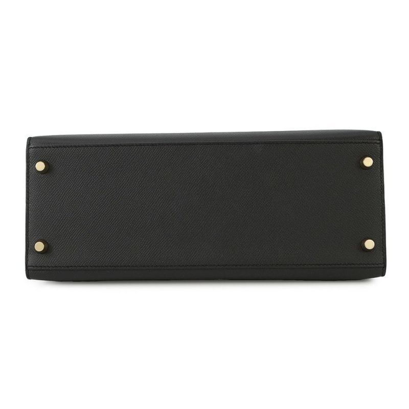 エルメス ハンドバッグ ケリー28 外縫い ブラック/ゴールド金具 エプソン T刻印 2wayショルダー 黒