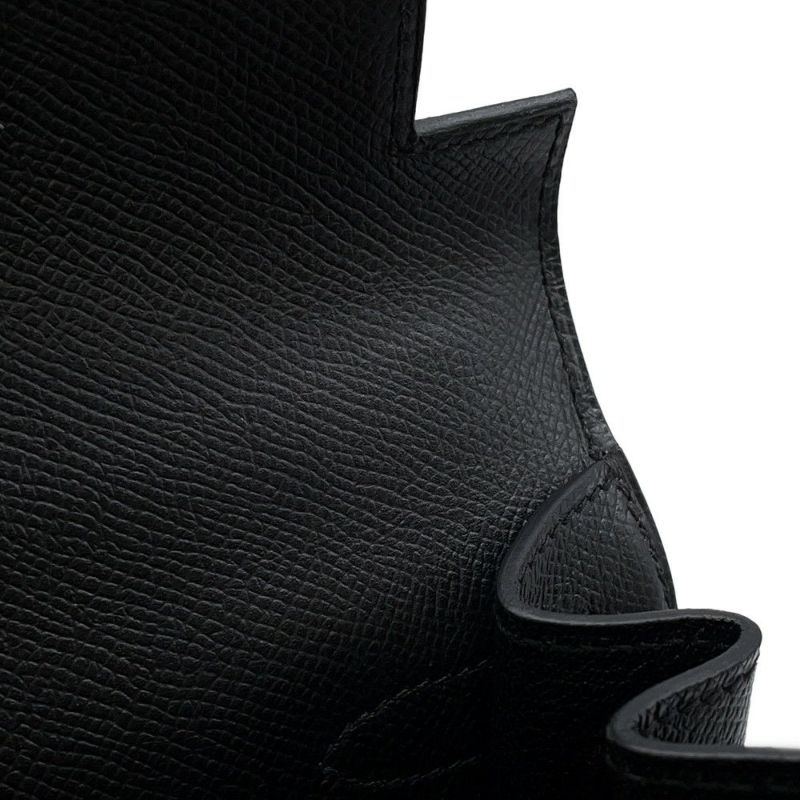 エルメス ハンドバッグ ケリー28 外縫い ブラック/ゴールド金具 エプソン T刻印 2wayショルダー 黒