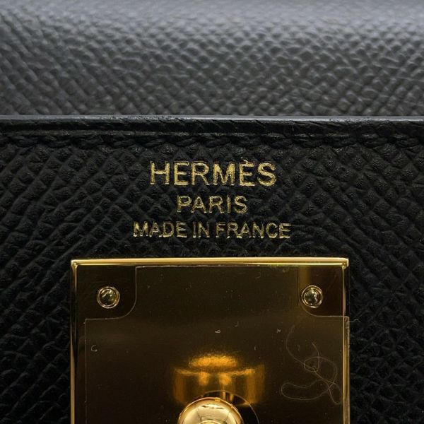 エルメス ハンドバッグ ケリー28 外縫い ブラック/ゴールド金具 エプソン T刻印 2wayショルダー 黒