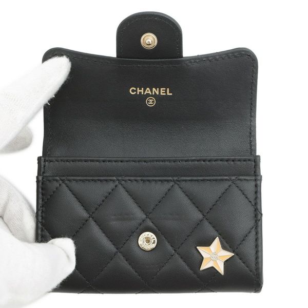シャネル カードケース マトラッセ ココマーク クラシックカードケース ピンズ ラムスキン AP0214 CHANEL 名刺入れ 黒